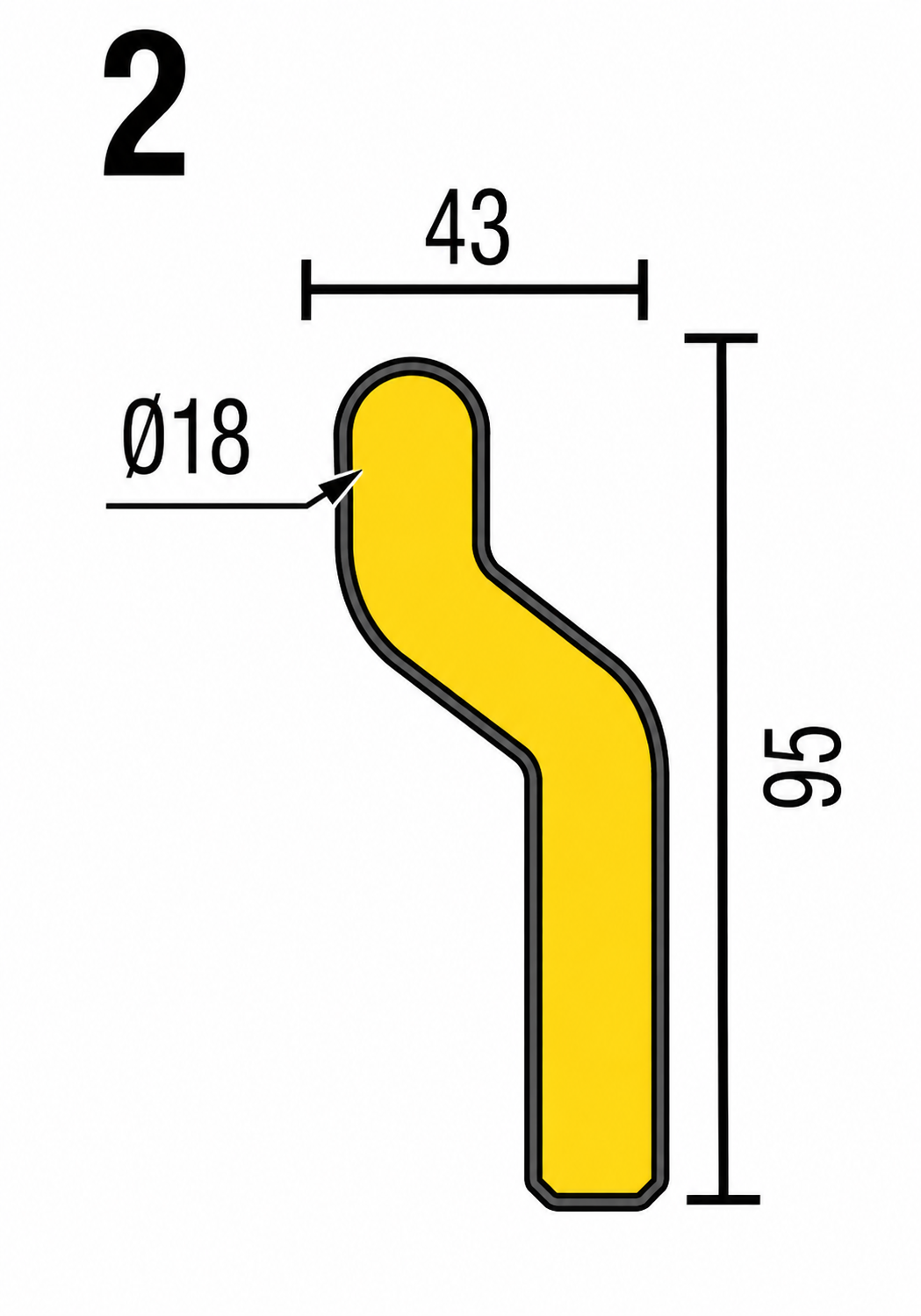 PCP – PTE elektróda hajlított 18x95mm