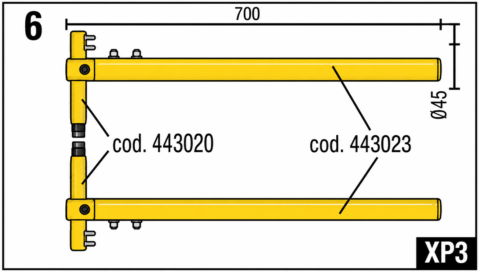 PCP – PTE kar készlet XP1 700mm