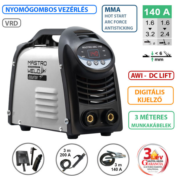 Mastroweld ARC-140 hegesztő inverter (MMA)