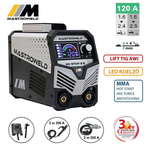 Mastroweld NO STOP 2,5 hegesztő inverter (MMA)