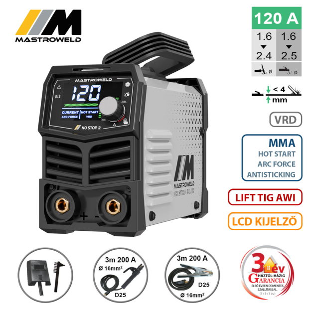 Mastroweld NO STOP 2 LCD hegesztő inverter (MMA)