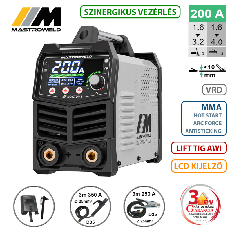 Mastroweld NO STOP 4 LCD hegesztő inverter (MMA)