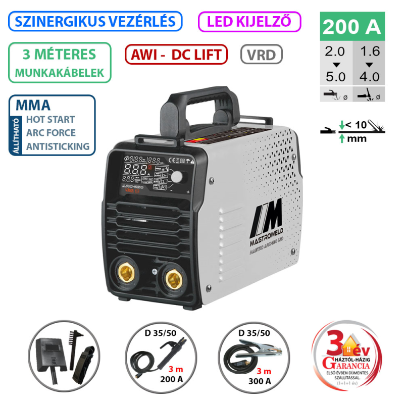 Mastroweld ARC-250 LED hegesztő inverter (MMA)
