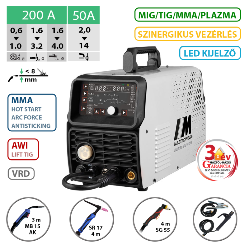 Mastroweld ALL IN ONE multifunciós hegesztő inverter