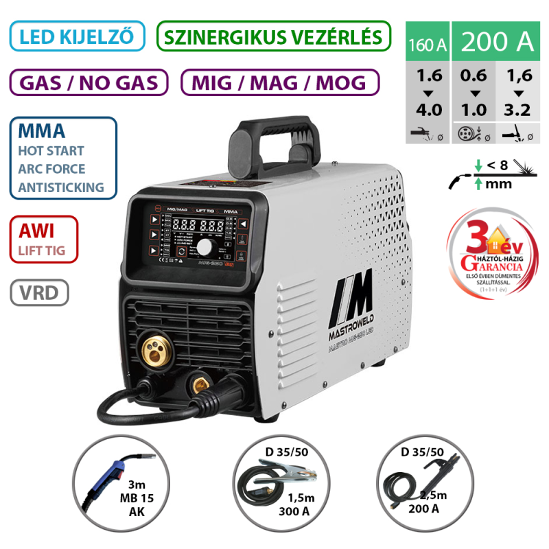 Mastroweld MIG-250 LED multifunkciós hegesztő inverter