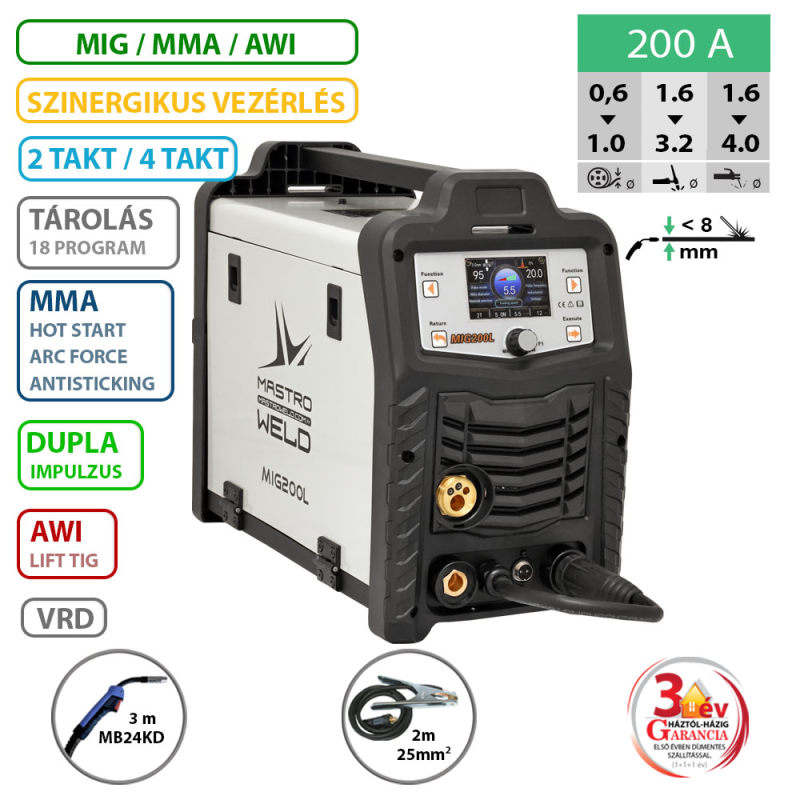 Mastroweld MIG-200 L Dualpulse hegesztő inverter