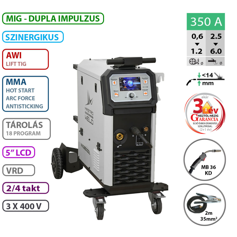 Mastroweld MIG-350 Dualpulse hegesztő inverter